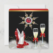 キラキラ ゴールド 赤 ハイヒール ブラック シルバー シャンパン 2 招待状 (裏面)