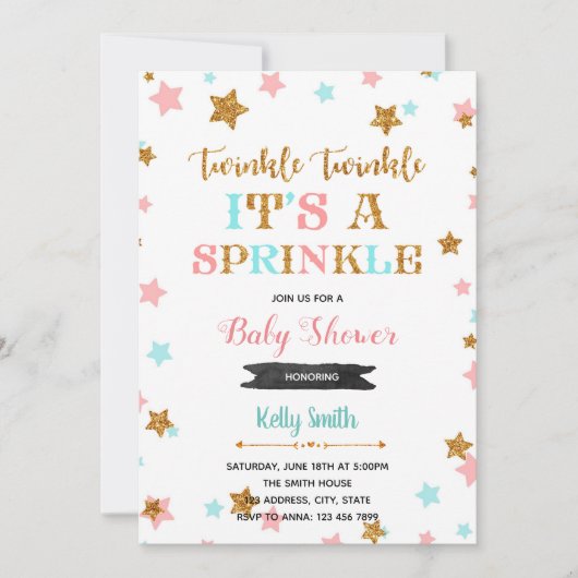 キラキラ スプリンクル シャワー ご招待 招待状 (正面)