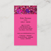 キラキラ ピンクのきらめくデザイン 名刺 (裏面)