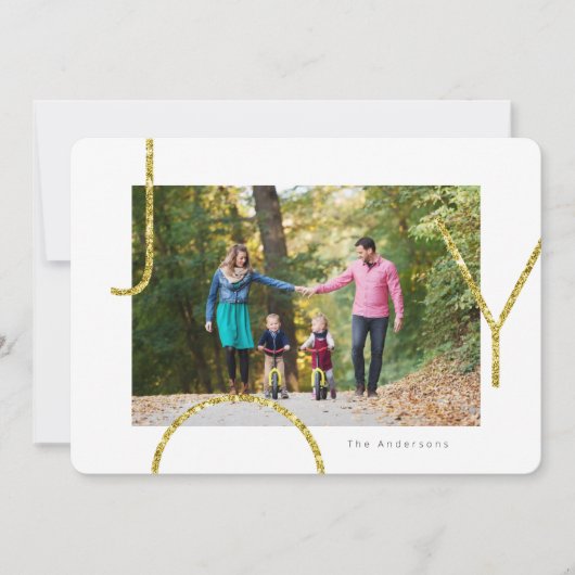 キラキラ 遊び心のある JOY フォト シーズンカード (正面)