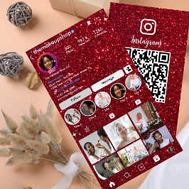 キラキラInstagramレッドQRコードソーシャルメディア 名刺