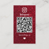 キラキラInstagramレッドQRコードソーシャルメディア 名刺 (裏面)