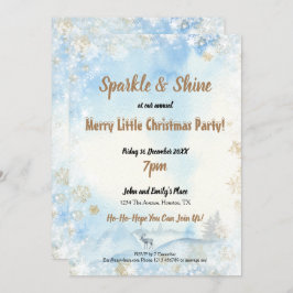 キラシャインブルー霜の降りたリトルメリークリスマス 招待状
