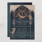 キラッお洒落ク小さな星の赤ん素朴坊シャワー 招待状 (正面/裏面)