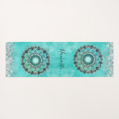 キラティパーソナライズされたブルロータマンダラオンティール（緑がかった色） ヨガマット (裏面(横))