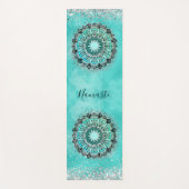 キラティパーソナライズされたブルロータマンダラオンティール（緑がかった色） ヨガマット (正面)