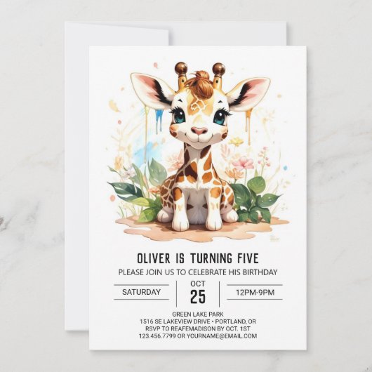 キラフェガロアサファリ誕生日招待 招待状 (正面)