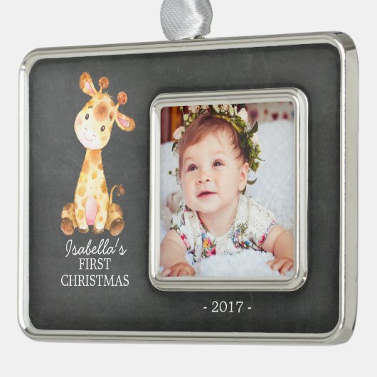 キラフェガールベビー初めてのクリスマス写真オーナメント シルバープレートフレームオーナメント (左)