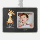 キラフェガールベビー初めてのクリスマス写真オーナメント シルバープレートフレームオーナメント (正面)