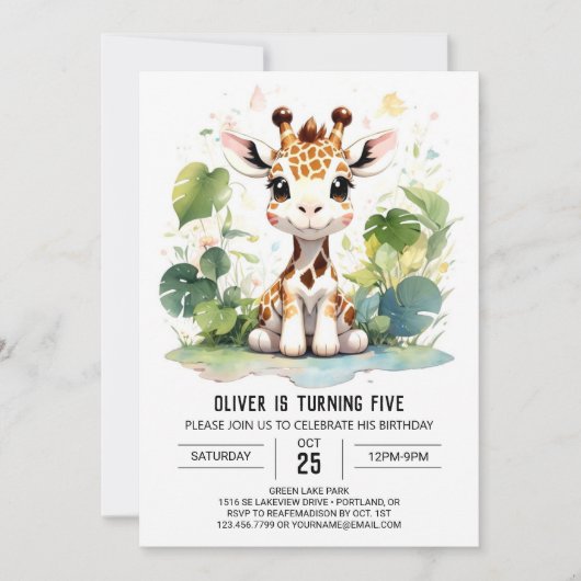 キラフェグレースサファリ誕生日招待 招待状 (正面)