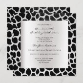 キラフェサファリアニマルスキンブラックシルバー誕生日 招待状 (正面/裏面)