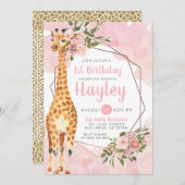 キラフェサファリウォーターカラー誕生日招待状 招待状 (正面/裏面)