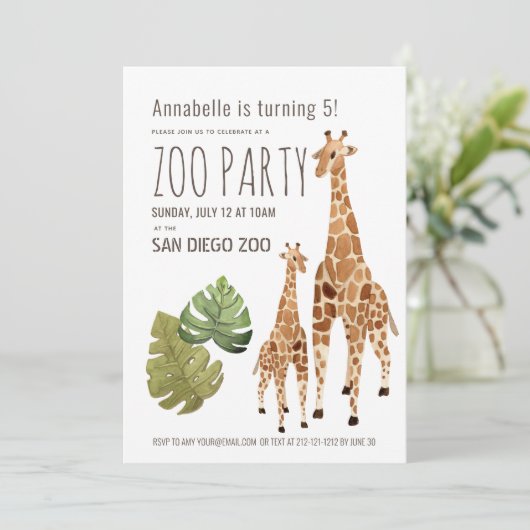 キラフェサファリズーノパーティー子供の誕生日 招待状 (スタンド正面)