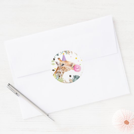 キラフェサファリパーティー動物誕生日フアヴェディコール ラウンドシール (封筒)