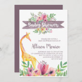 キラフェサファリフローラ水彩赤ちゃんシャワー 招待状 (正面/裏面)