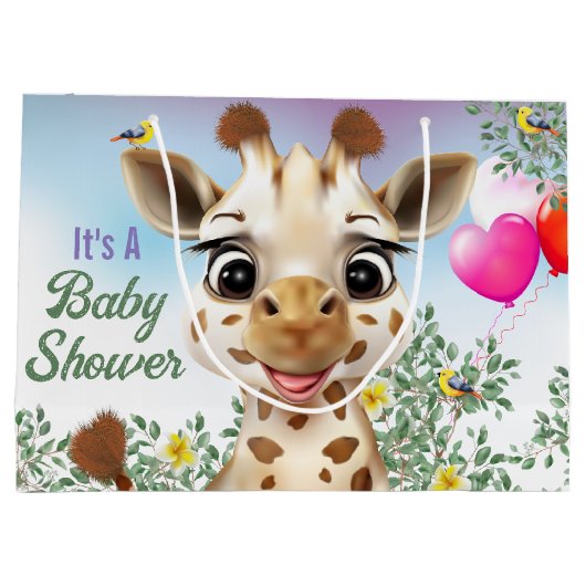 キラフェサファリベイビーシャワーラージ抱き枕 ラージペーパーバッグ (裏面)