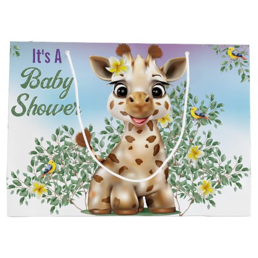 キラフェサファリベイビーシャワーラージ抱き枕 ラージペーパーバッグ (裏面)