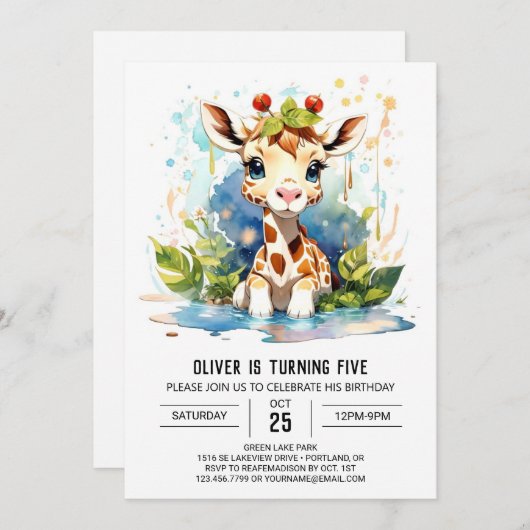 キラフェサファリ誕生日 招待状 (正面/裏面)