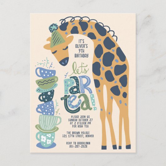 キラフェティーパーティー子供の誕生日パーティの招待状 ポストカード (正面)