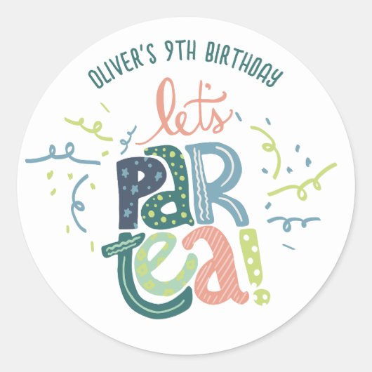 キラフェティーパーティー子供の誕生日パーティの招待状 ラウンドシール (正面)