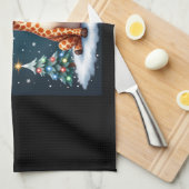 キラフェトナディアハットサンタクリスマスツリーおもしろいXm キッチンタオル (四つ折り)