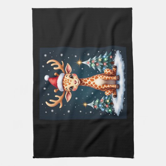 キラフェトナディアハットサンタクリスマスツリーおもしろいXm キッチンタオル (縦)