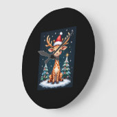 キラフェトナディアハットサンタクリスマスツリーおもしろいXm ラージ壁時計 (傾斜)