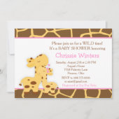 キラフェピンクガールベビーパーティーシャワー 招待状 (正面)