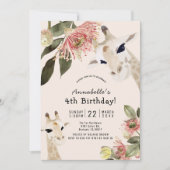 キラフェピンクフローラガール誕生日 招待状 (正面)