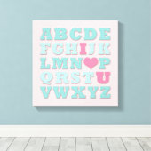 キラフェピンクミントアクアティール(緑がかった色)ウォールアートキャンバス キャンバスプリント (インサイチュ (ウッドフロア))