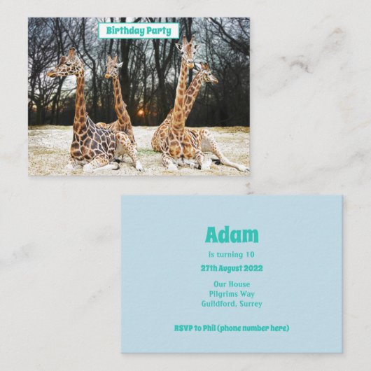 キラフェフォレストおもしろいパーティの招待状- 4サイティング ノートカード (正面/裏面)