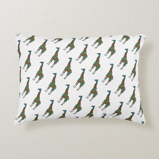 キラフェブラウンとティール(緑がかった色)シロエット アクセントクッション (正面)