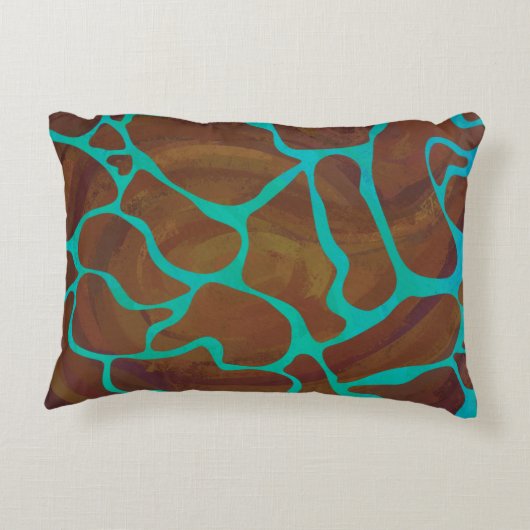 キラフェブラウンとティール(緑がかった色)シロエット アクセントクッション (裏面)