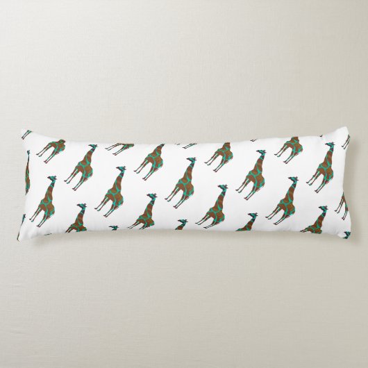 キラフェブラウンとティール(緑がかった色)シロエット ボディピロー (正面)