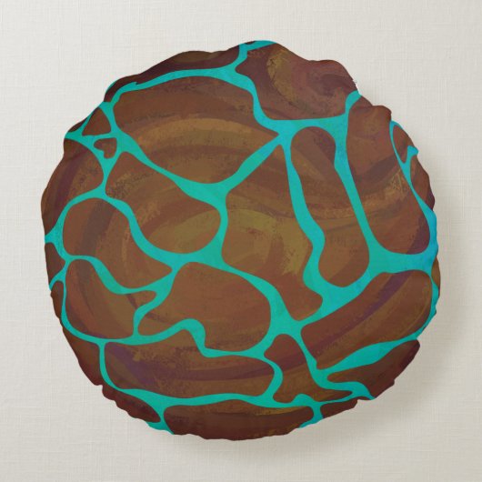 キラフェブラウンとティール(緑がかった色)シロエット ラウンドクッション (裏面)