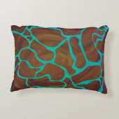 キラフェブラウンとティール(緑がかった色)プリント アクセントクッション (裏面)