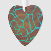 キラフェブラウンとティール(緑がかった色)プリント オーナメント (正面)