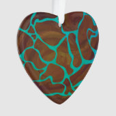 キラフェブラウンとティール(緑がかった色)プリント オーナメント (正面)