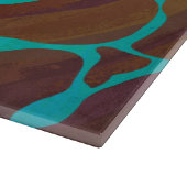 キラフェブラウンとティール(緑がかった色)プリント カッティングボード (角)