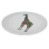 キラフェブラウンとティール(緑がかった色)プリント カッティングボード (角)