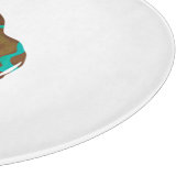 キラフェブラウンとティール(緑がかった色)プリント カッティングボード (角)