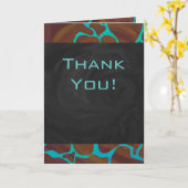 キラフェブラウンとティール(緑がかった色)プリント カード (黄色い花)