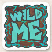 キラフェブラウンとティール（緑がかった色）プリント コースター (正面)