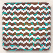 キラフェブラウンとティール（緑がかった色）プリント コースター (正面)