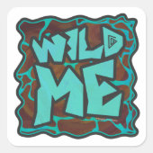 キラフェブラウンとティール(緑がかった色)プリント スクエアシール (正面)