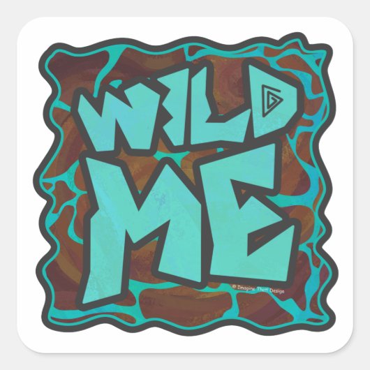 キラフェブラウンとティール(緑がかった色)プリント スクエアシール (正面)