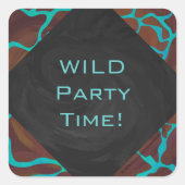 キラフェブラウンとティール(緑がかった色)プリント スクエアシール (正面)