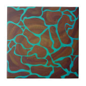 キラフェブラウンとティール(緑がかった色)プリント タイル (正面)