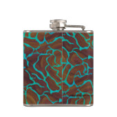 キラフェブラウンとティール(緑がかった色)プリント フラスク (裏面)