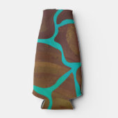 キラフェブラウンとティール(緑がかった色)プリント ボトルクーラー (正面)